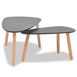 HomeMiYN Set of 2 Coffee Tables Solid Pine Wood Black