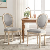 HomeMiYN French Dining Chairs Upholstered Linen Fabric Set of 2 Gray