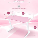 HomeMiYN Gaming Desk RGB Effect Lighting Ergonomic Computer Game Desk Pink