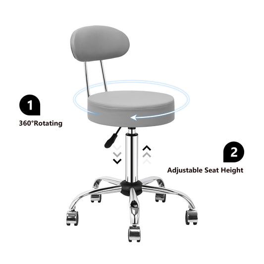 HomeMiYN Office Bar Chairs Stool Adjustable Counter Chair with Back Grey