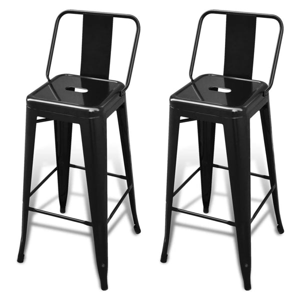 HomeMiYN Modern Square Bar Stool 2 pcs Black