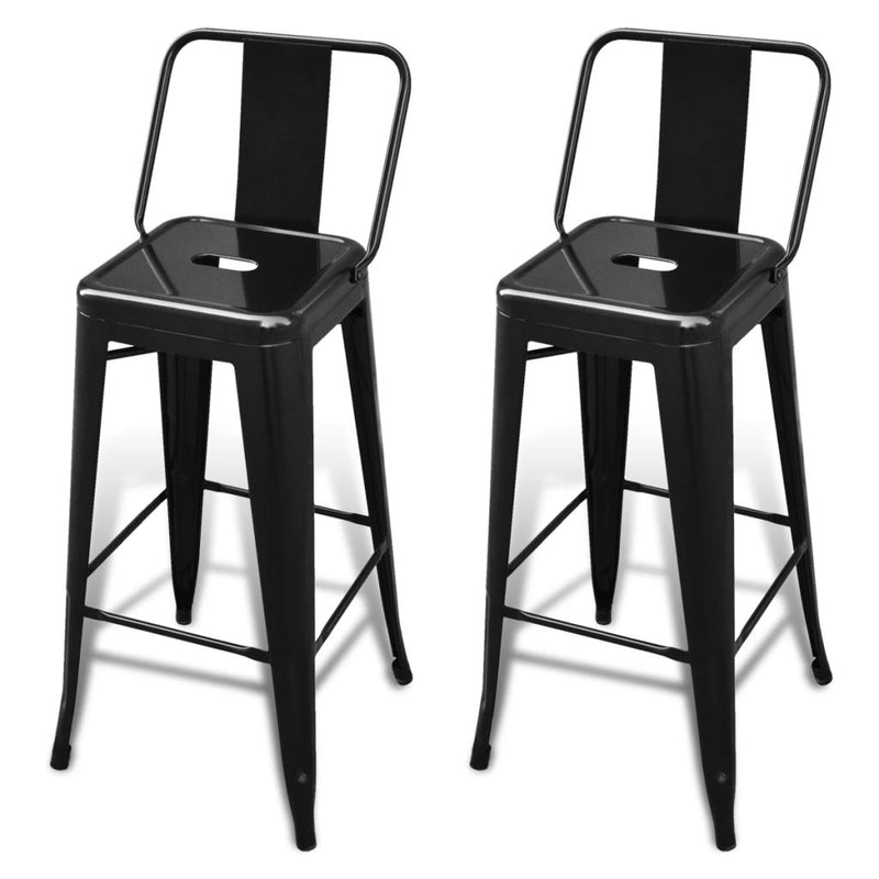 HomeMiYN Modern Square Bar Stool 2 pcs Black