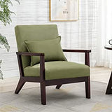 Mid-Century Wood Frame Armchair Retro Accent Chair with Pillow Breathable 5 Colors