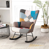 HomeMiYN Rocking Chair for Nursery Patchwork Accent High Back Rocking Chair