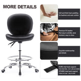 Drafting Chair with Wheels Ergonomic Studio Chair with Adjustable Footrest 2 Colors