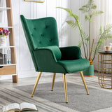 HomeMiYN Velvet Accent Chair Tufted Buttoned Wingback Armchair 4 Colors