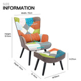 HomeMiYN Patchwork Chair,Accent Armchair with Ottoman Single Sofa Chair Orange