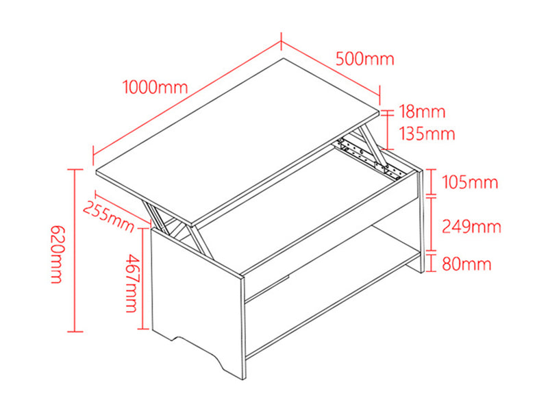 HomeMiYN Multifunctional Folding Lift-Top Coffee Table