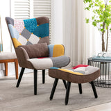 HomeMiYN Patchwork Chair,Accent Armchair with Ottoman Single Sofa Chair