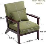 Mid-Century Wood Frame Armchair Retro Accent Chair with Pillow Breathable 5 Colors