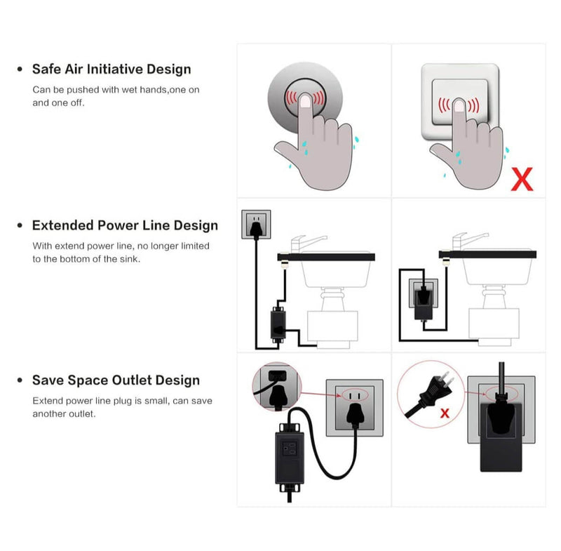 Garbage Disposal Switch, Cordless Air Switch Kit for Food Waste Disposer