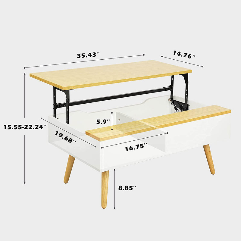 HomeMiYN Lift Top Couchtisch mit Stauraum