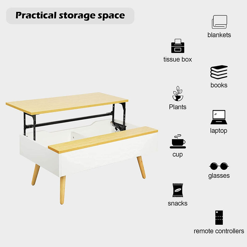 HomeMiYN Lift Top Couchtisch mit Stauraum