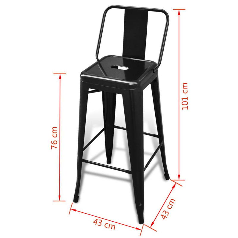 HomeMiYN Modern Square Bar Stool 2 pcs Black