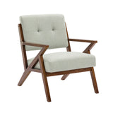 Mid-Century Wood Frame Armchair Retro Accent Chair with Pillow Breathable 5 Colors