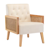 Modern Cane Armchair with Rattan Wicker Breathable Armrest 3 Colors