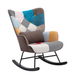 HomeMiYN Rocking Chair for Nursery Patchwork Accent High Back Rocking Chair