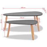 HomeMiYN Set of 2 Coffee Tables Solid Pine Wood Black