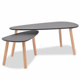 HomeMiYN Set of 2 Coffee Tables Solid Pine Wood Black